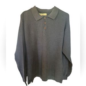 Tommy Bahama 3 Button Textured Gray Pullover Size XL